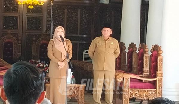 Bupati Mojokerto Ikfina saat menggelar Halal Bihalal Idul Fitri 2024