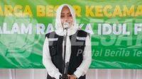 Bupati kabupaten Mojokerto dr Ikfina Fahmawati, M.Si saat menghadiri Halal Bihalal di Kecamatan Jatirejo