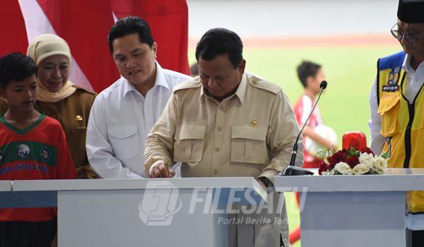 Presiden RI Prabowo Subianto saat resmikan 17 Stadion di Sidoarjo