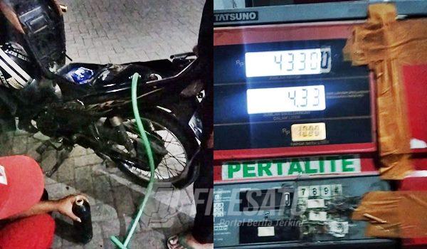 Pengisian BBM untuk motor di SPBU Sidoarjo tidak sesuai dengan kapasitas tangki motor