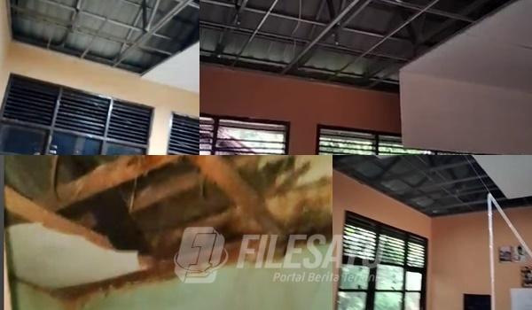 Plapon Bangunan Sekolah dan Rumah rusak akibat gempa di Karawang