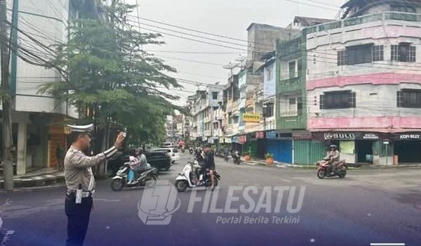 Satlantas Polres OKU Gelar Patroli dan Strong Point Pagi
