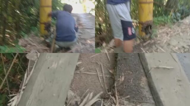 Jembatan Gantung Desa Lubuk Baru Rusak Parah