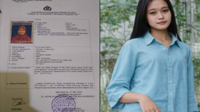 Alfia (24) yand dilaporkan hilang , ditemukan dengan selamat