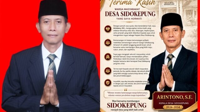 Arintono Kepala Desa Sidokepung Terpilih