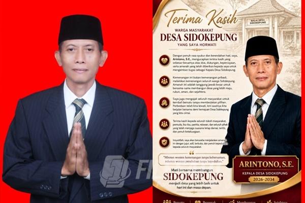 Arintono Kepala Desa Sidokepung Terpilih