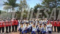 PMR Wira SMKN 1 Jember bersama peserta PMR Madya se-Kabupaten Jember berfoto bersama usai kegiatan persiapan ABHINAYA 2026