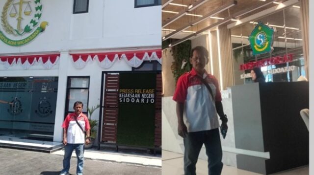 Pelapor dari Joko LIRA mendatangi Kantor Inspektorat Kabupaten Sidoarjo